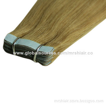 20-inch Light Brown 14# Peruvian Silk Straight Tape in Hair Extensions
